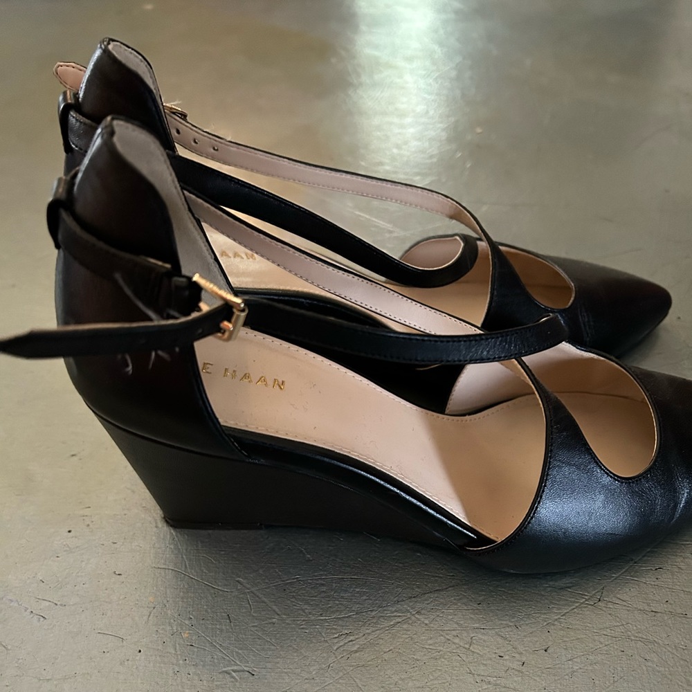 Cole Haan black wedge heels